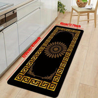 2-Piece Set Modern Simple Style Kitchen Mats, Golden Geometric Print, Non-Slip Bar and Entryway Runner, Soft Corridor Carpet, Polyester, Machine Washable
