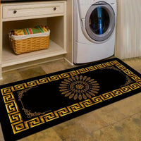 2-Piece Set Modern Simple Style Kitchen Mats, Golden Geometric Print, Non-Slip Bar and Entryway Runner, Soft Corridor Carpet, Polyester, Machine Washable