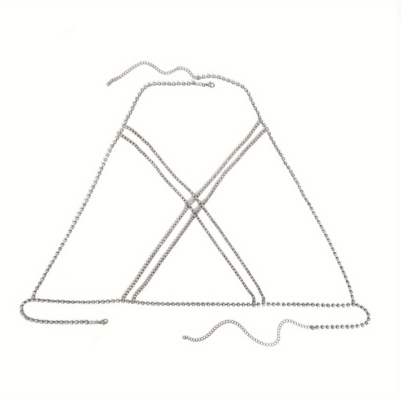 [Luxury Chest Chain Jewelry Shiny] Luxury Cross Chest Chain Shiny Rhinestones Body Chain Jewelry
