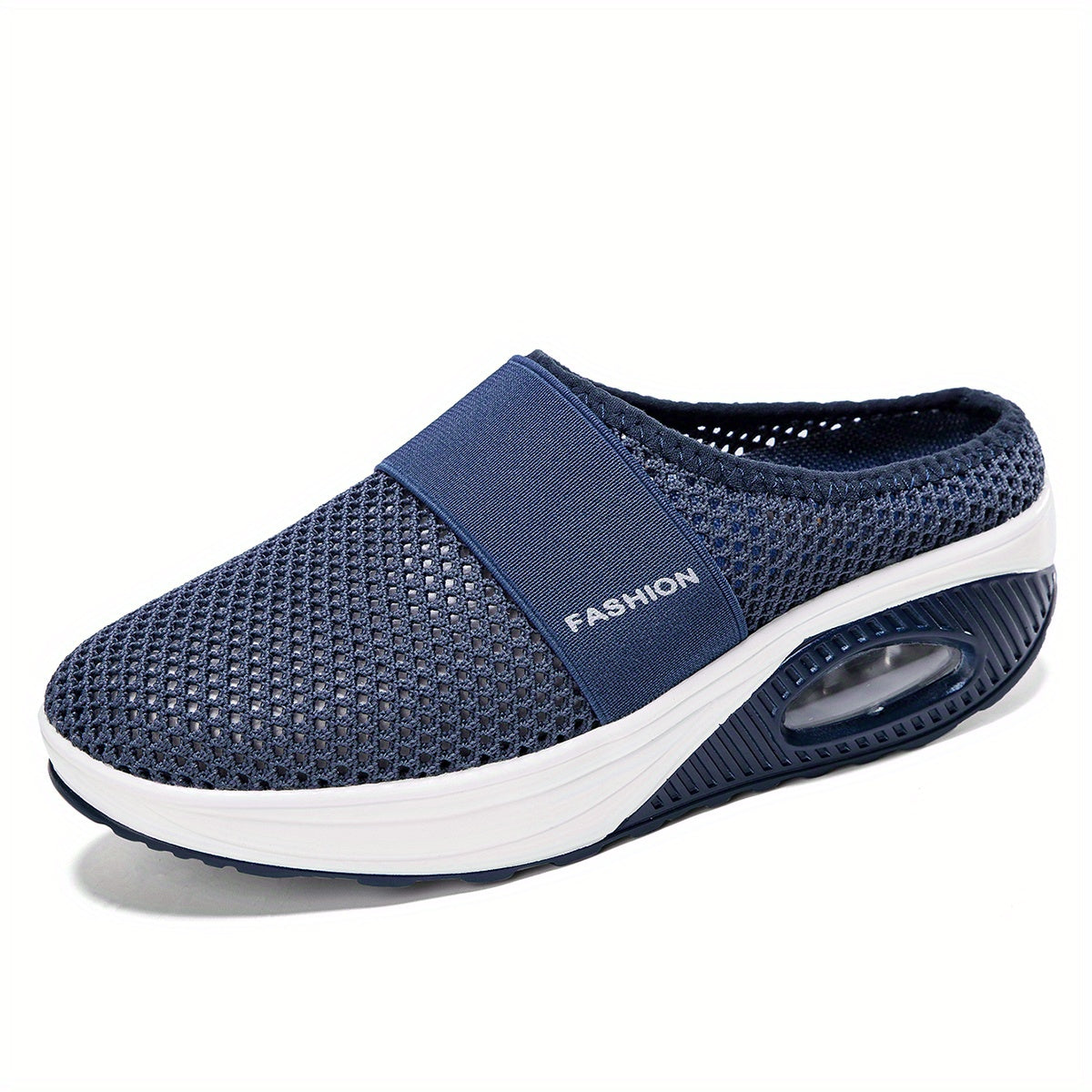 Women's Flying Woven Mesh Sandals, Casual Air Cushion Sole Mules, Breathable & Lightweight Mule Sneakers