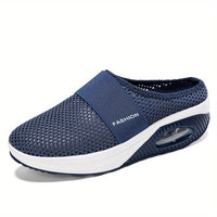 Women's Flying Woven Mesh Sandals, Casual Air Cushion Sole Mules, Breathable & Lightweight Mule Sneakers