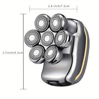 Men'S Electric Head Shaver Razor - Rechargeable Cordless Hair Shaving Razors for Bald Man 6 in 1 Wet Dry Beard Trimmer Body Hair Cutting Clipper Grooming Kit 7 Rotary Heads (Gray) - Power Supply: USB Charging (built-in Batter