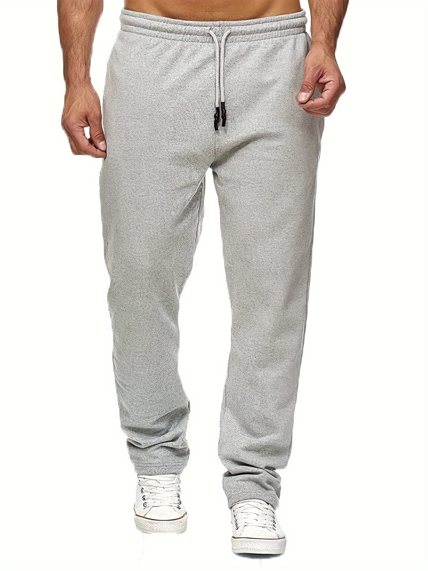 Men'S Fashion Casual Solid Color Fleece-Lined Joggers