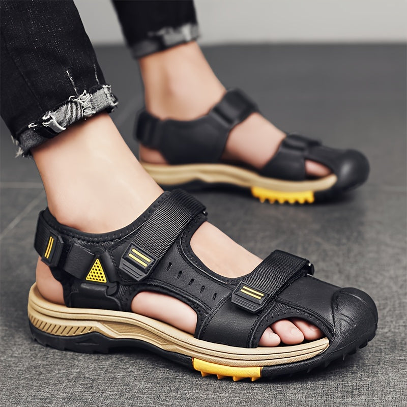 [Breathable Sandals] Summer Breathable Men's Sandals | Casual Sporty Open-Toe Shoes with Adjustable Straps, Faux Cover & Rubber Sole for Beach, Hiking, and Outdoor Activities