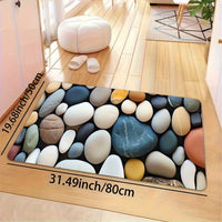 1pc Vibrant Pebble Pattern Rug - Anti-Slip Bathroom & Kitchen Mats, Decorative Water-Resistant Floor Coverings for Indoor/Outdoor Use, Perfect Non-Slip Bath Mat, Kitchen & Toilet Mats