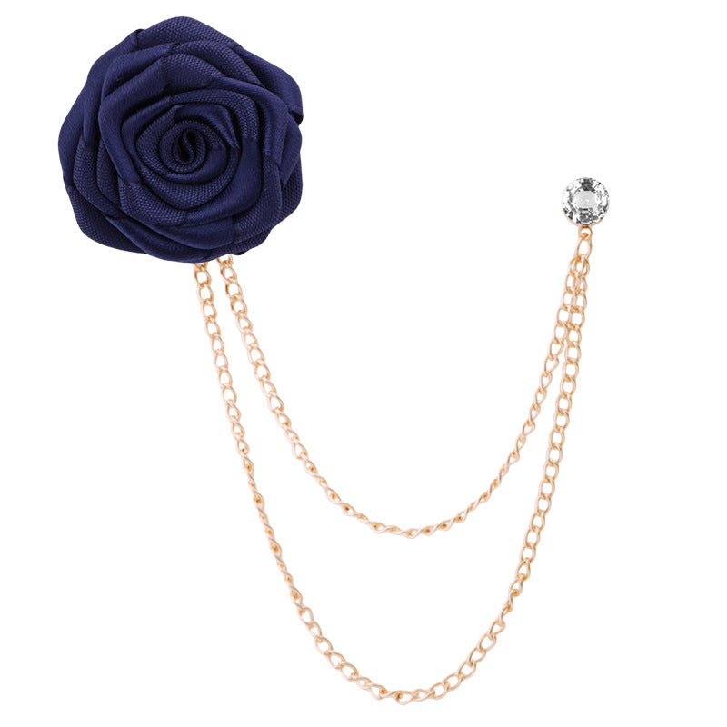 Men's Wedding Ceremony Groom Brooch - Handmade Rose Chain Brooch - For Grooms - Perfect for Wedding Occasions - Ideal Gift for Weddings & Anniversaries
