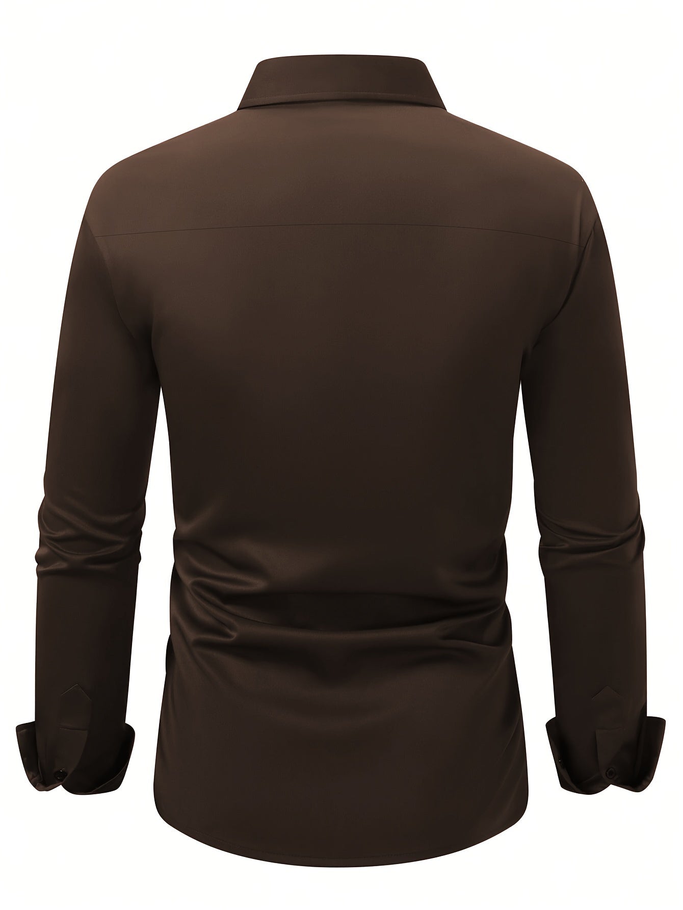 Elegant Solid Color Men'S Dress Shirt - Polyester Woven Fabric, Regular Fit, Button-Down Collar, All-Season Comfort, Ideal Gift for Partners