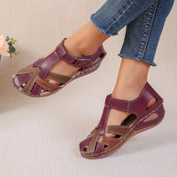 Fashion-Forward Womens Wedge Sandals - Casual Closed Toe Design with Breathable Hollow Out Faux Leather, Lightweight & Comfortable - Perfect Summer Outdoor Sandals