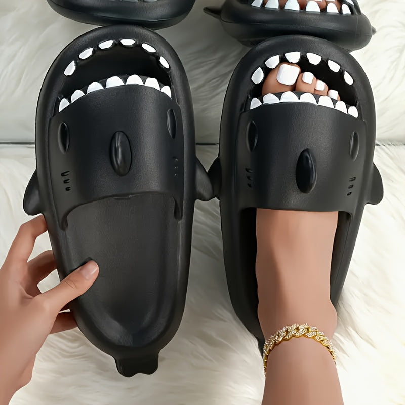Comfy Shark Cartoon Slides - Unisex Slippers with Soft Wear-Resistant Soles for Casual Summer Outdoor Beach Wear - Breathable, Lightweight, and Easy to Clean
