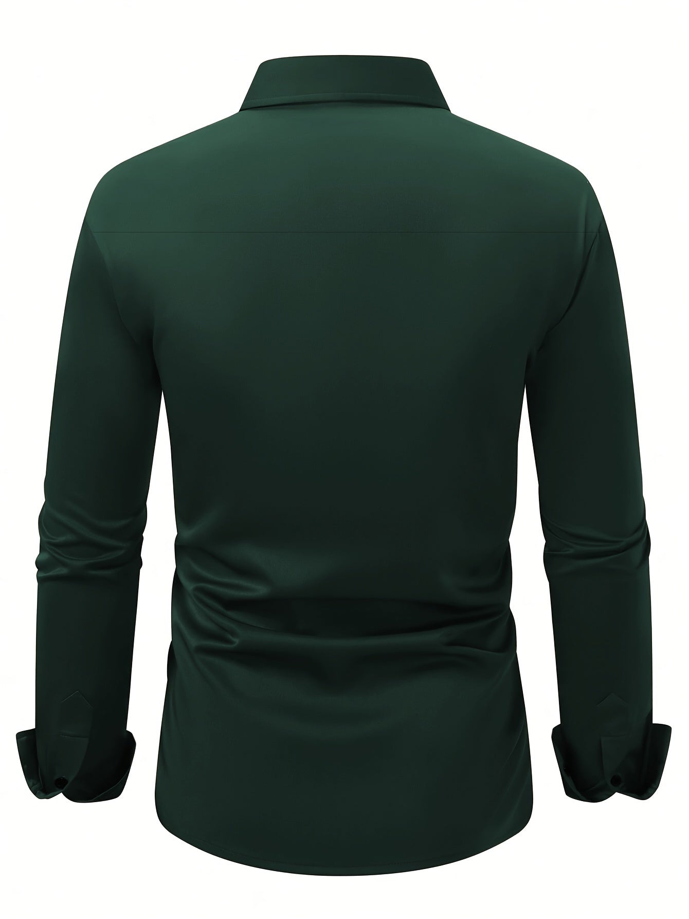 Elegant Solid Color Men'S Dress Shirt - Polyester Woven Fabric, Regular Fit, Button-Down Collar, All-Season Comfort, Ideal Gift for Partners