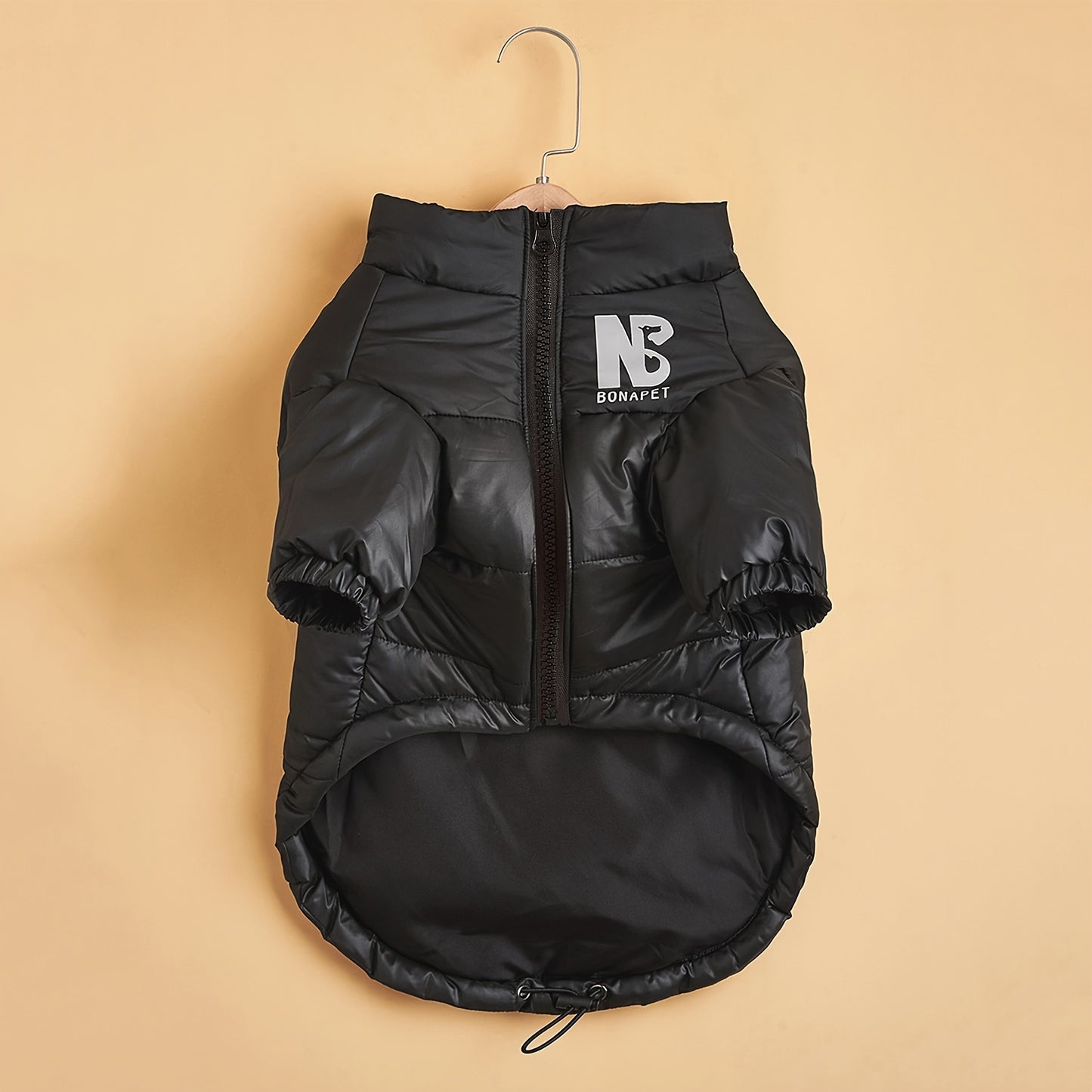 Thick Padded Winter Warm Dog Coat, Reflective Letter Graphic Jacket With Zip Up For Cold Seasons