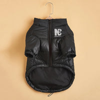 Thick Padded Winter Warm Dog Coat, Reflective Letter Graphic Jacket With Zip Up For Cold Seasons