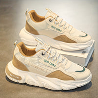 Mens Fashionable Chunky Sneakers - Ultra-Breathable Pillow Sole - Secure Non-Slip Grip - Durable for Outdoor Adventures - Comfortable Lace-Up Mens Shoes
