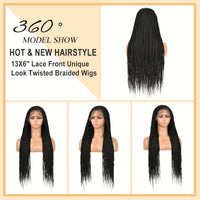 Chic Lace Front Braided Wig For Women - 180% Density, Synthetic Twist Box Braids With Youngsters Hair, Straight Texture, 13X6 Cap