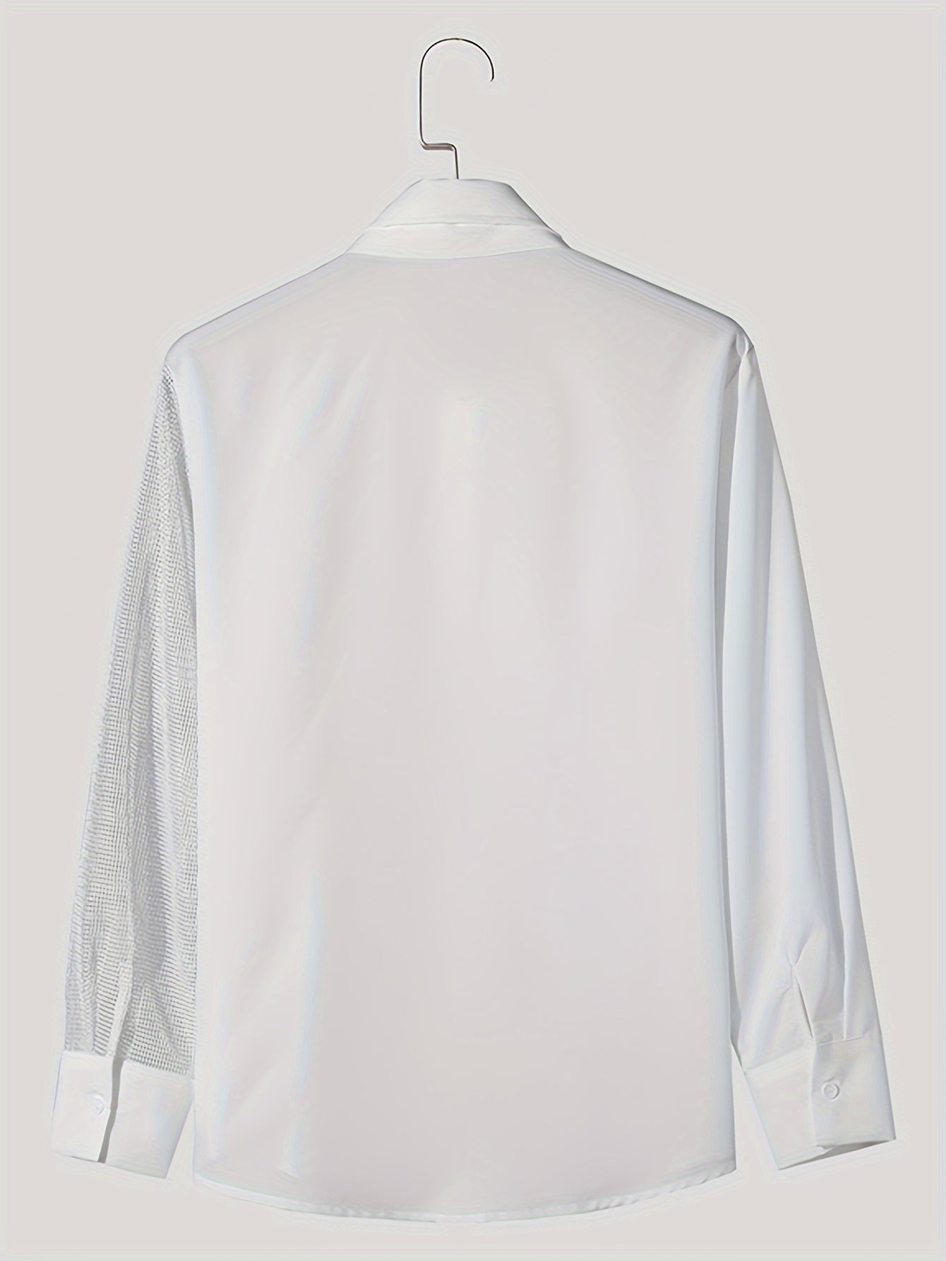 Cross-border foreign trade Men's shirt autumn new Men's casual shirt European and American Men's high-end banquet gentleman shirt plain long-sleeved net splicing shirt performance uniform