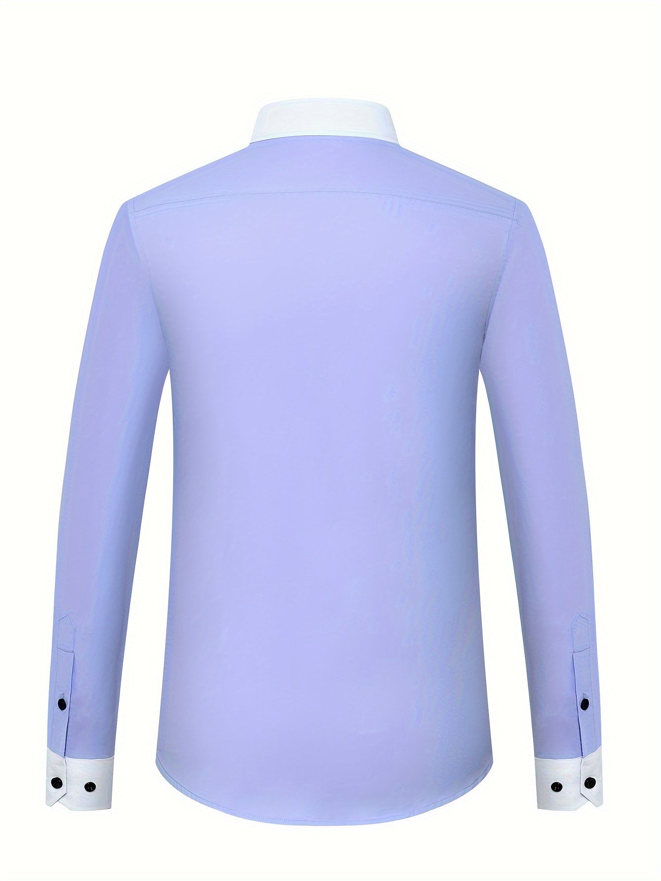 Chic Spring/Fall Men's Casual Shirt - Contrast Collar, Color Block, Long Sleeve, Easy Care, Perfect for Weekend