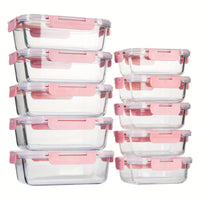 10-PACK Glass Meal Prep Containers Set, Food Storage Containers With Airtight Lids, Glass Lunch Boxes For Home Kitchen Office Lunch