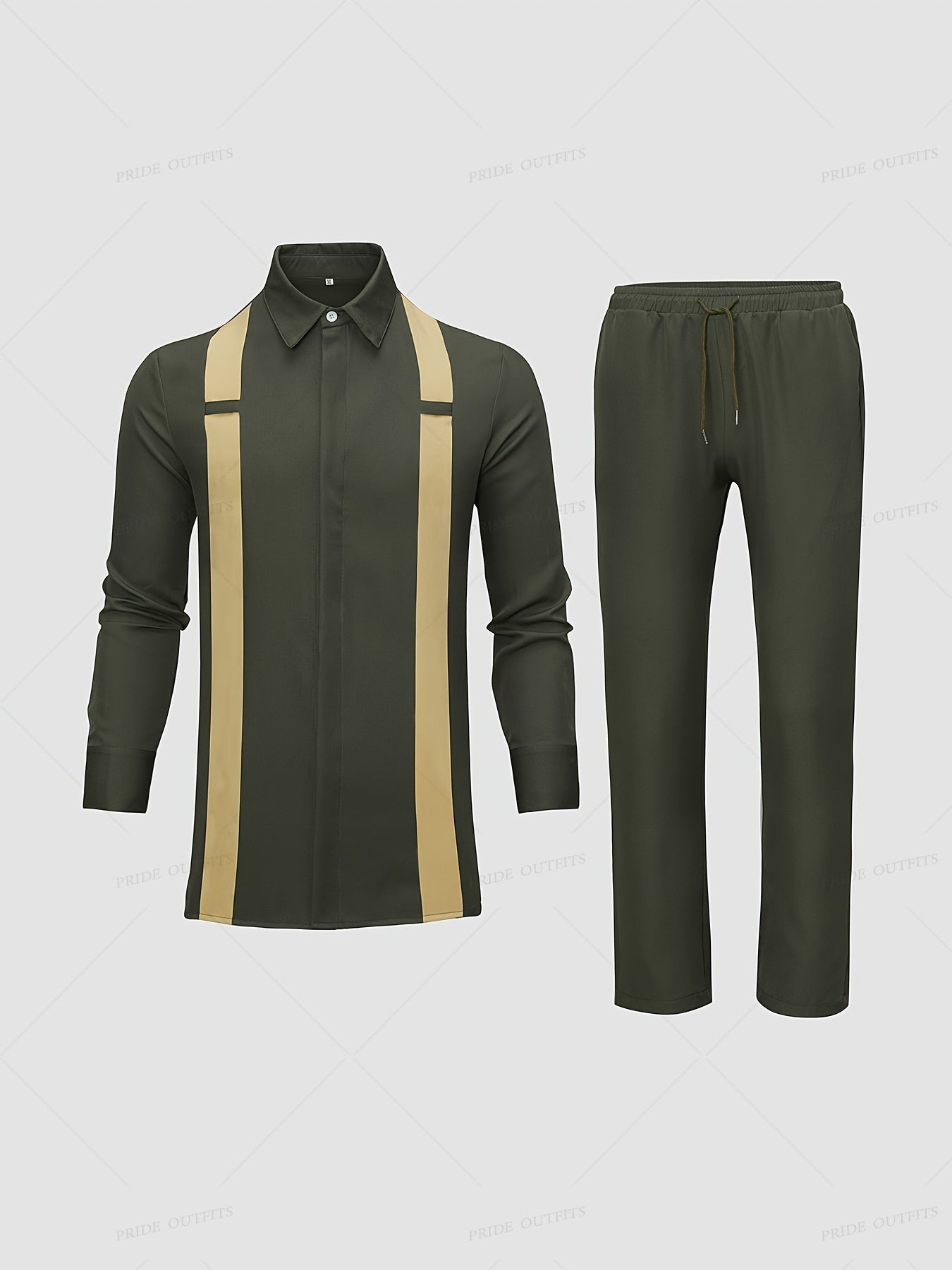 [2-Piece African Dashiki Suit] African Dashiki Men'S Suit  Long-Sleeved Top  Cardigan  Lapel  Patch  Hem Slit  Elastic Pants African Clothing  Men'S Casual Shirt And Trousers 2-Piece Set  Four Seasons New 1 Set Street Style