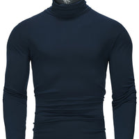 Long-Sleeved Multicolor Turtleneck Shirt for Men - Soft Medium Stretch Polyester Fabric, Regular Fit, High Neck Collar, Machine Washable, Perfect for Spring and Fall Seasons