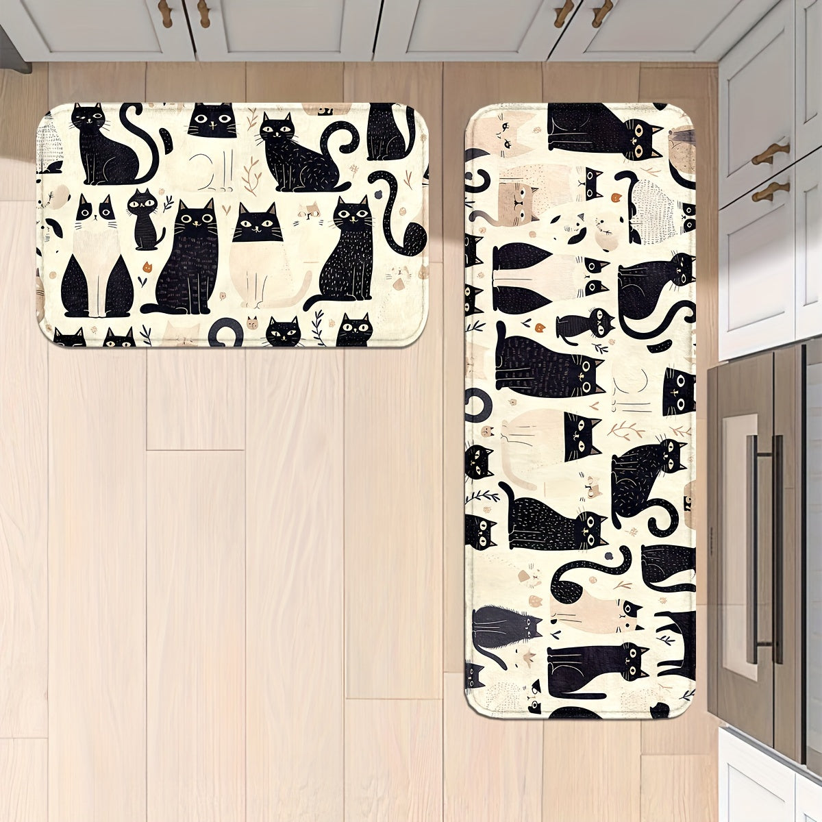 Cats Animal Kitchen Mats: Non-slip, Durable Bathroom Pads, Comfortable Standing Runner Rugs, Carpets for Kitchen, Home, Office, Sink, Laundry Room, Bathroom, Spring Decor, Available in Different Sizes