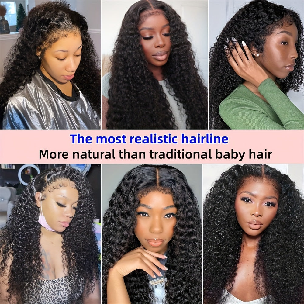 EMOL 180% Density Kinky Curly 13x4 Lace Front Wig - Pre-Plucked 4C Natural Look, Transparent Lace, Glueless for All Women