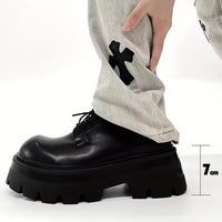 Men's Classic Platform Chunky Shoes, Comfy Non Slip Microfiber Upper Rubber Sole Durable Dress Shoes, Men's Footwear For Party, Vacation, Wedding