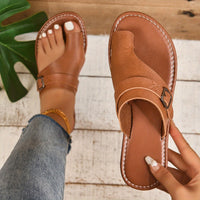 Womens Breathable Solid Color Mary-Jane Flat Shoes - Slip-On Design, Glitter Embellishment, Rubber TPR Sole, Synthetic Leather Upper - Perfect for Casual Summer Beach Wear