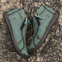 Handmade Men's Ankle Boots, Classic Stitching Outdoor Casual Zipper Shoes