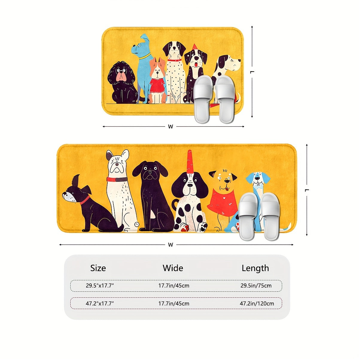 Festive Dog Animal Kitchen Mats: Non-slip, Durable, and Comfortable for Kitchen, Home, Office, Bathroom, and Laundry Room - Available in Different Sizes