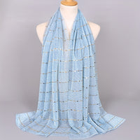 Women Solid Color Scarf Thin Breathable Shawl Lightweight Sparkling Metallic Wrap