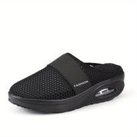Women's Flying Woven Mesh Sandals, Casual Air Cushion Sole Mules, Breathable & Lightweight Mule Sneakers