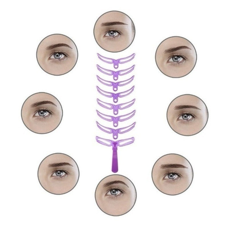 Easy-to-Use Eyebrow Shaper Kit - 8 Styles, Durable PVC Cards with Handle, Perfectly Defined Brows Trimmer