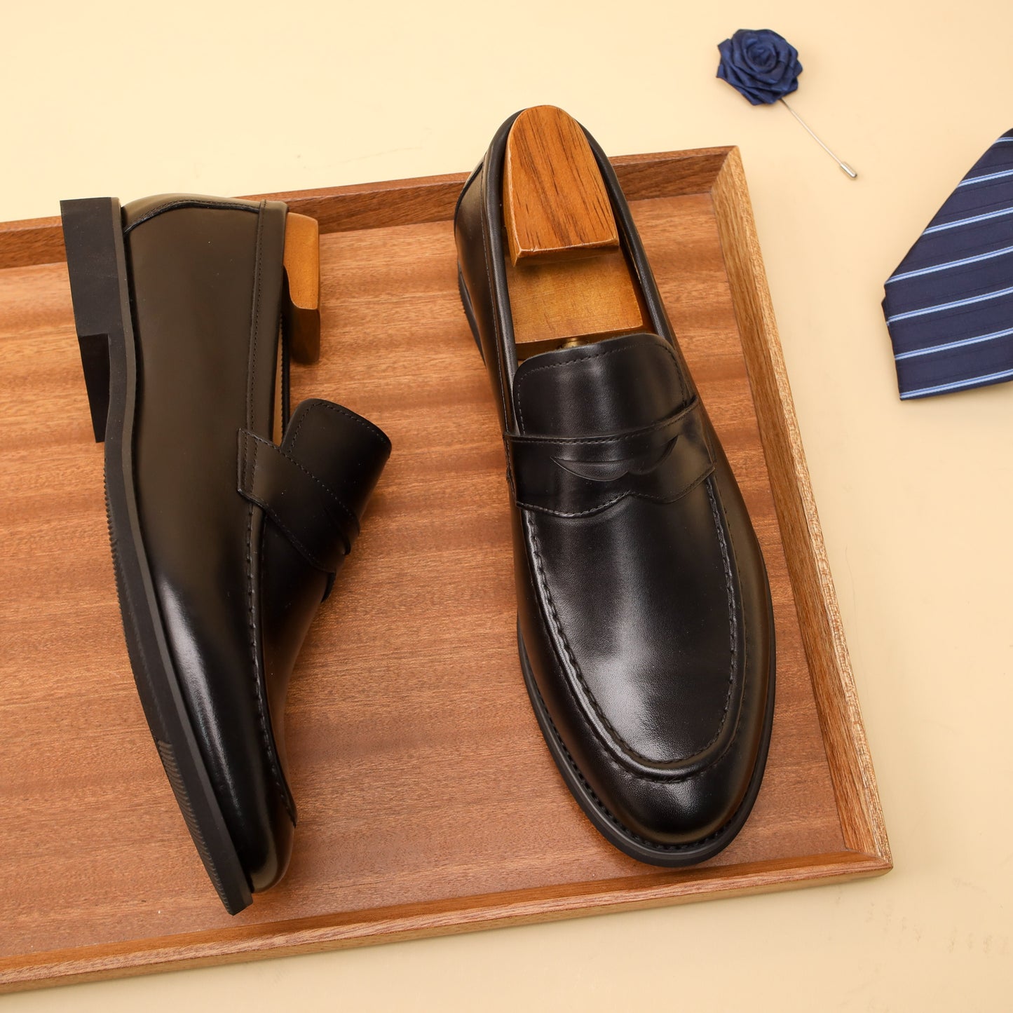 [Top Grain Leather Slip On Loafers] Men's Top Grain Cow Leather Upper Slip On Loafer Shoes, Comfy Non Slip Rubber Sole Casual Dress Shoes, Men's Footwear