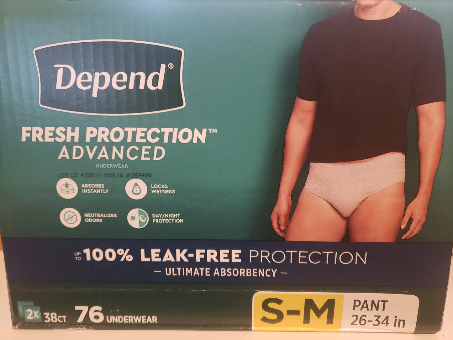 Depend Fresh Protection Adult Incontinence Underwear for Men (Formerly Depend Fit-Flex), Disposable, S-M, Grey, 76 Count (2 Packs of 38), Packaging May Vary