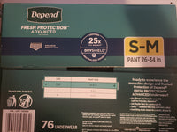 Depend Fresh Protection Adult Incontinence Underwear for Men (Formerly Depend Fit-Flex), Disposable, S-M, Grey, 76 Count (2 Packs of 38), Packaging May Vary