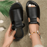 Stylish Womens Flat Slide Sandals - Soft Faux Leather, Slip-On Design, Lightweight, Breathable, Rubber Sole, Open Toe, Mary-Jane Strap - Perfect for Outdoor Activities and Casual Occasions