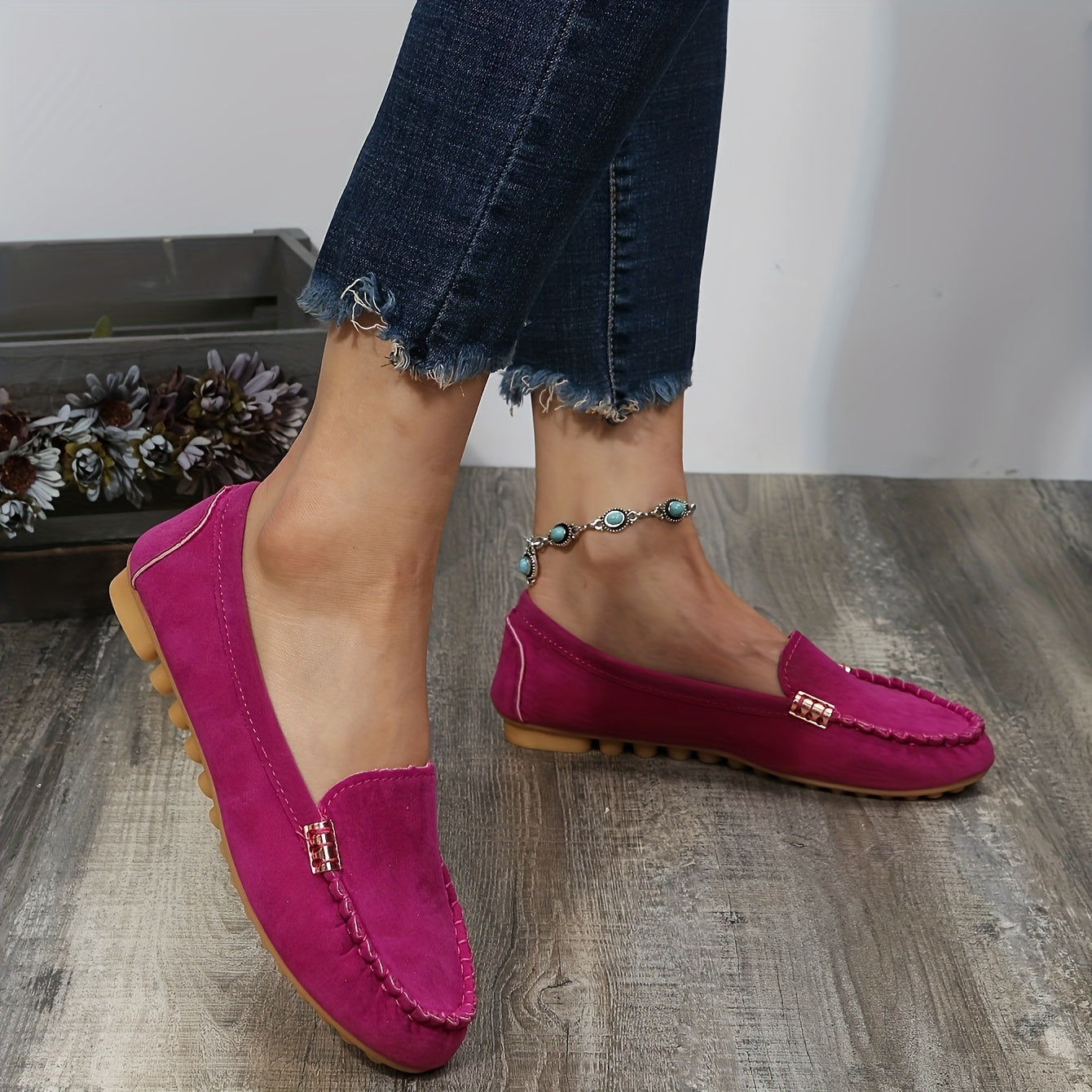 [Comfortable Loafers] Comfortable Round Toe Loafers | Women's Solid Slip On Shoes, Women's Footwear