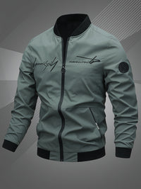 Men'S Letter Embroidered Casual Bomber Jacket
