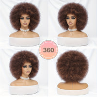 Short Afro Wigs For Women Blonde 10 Inch Afro Curly Wig With Bangs 70s Large Bouncy Soft Synthetic Female Wigs For Party Cosplay