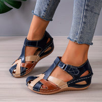 Fashion-Forward Womens Wedge Sandals - Casual Closed Toe Design with Breathable Hollow Out Faux Leather, Lightweight & Comfortable - Perfect Summer Outdoor Sandals