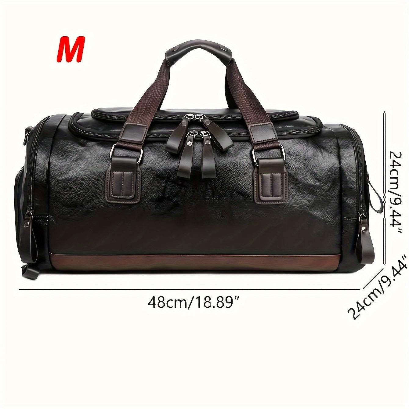 Men'S Genuine Travel Duffel Bag - Adjustable Shoulder Straps, Multiple Compartments, Durable & Stylish for Weekends, Trips & Daily Use (Black), Luggage for Travel, Secure Zipper Closure