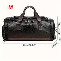 Men'S Genuine Travel Duffel Bag - Adjustable Shoulder Straps, Multiple Compartments, Durable & Stylish for Weekends, Trips & Daily Use (Black), Luggage for Travel, Secure Zipper Closure