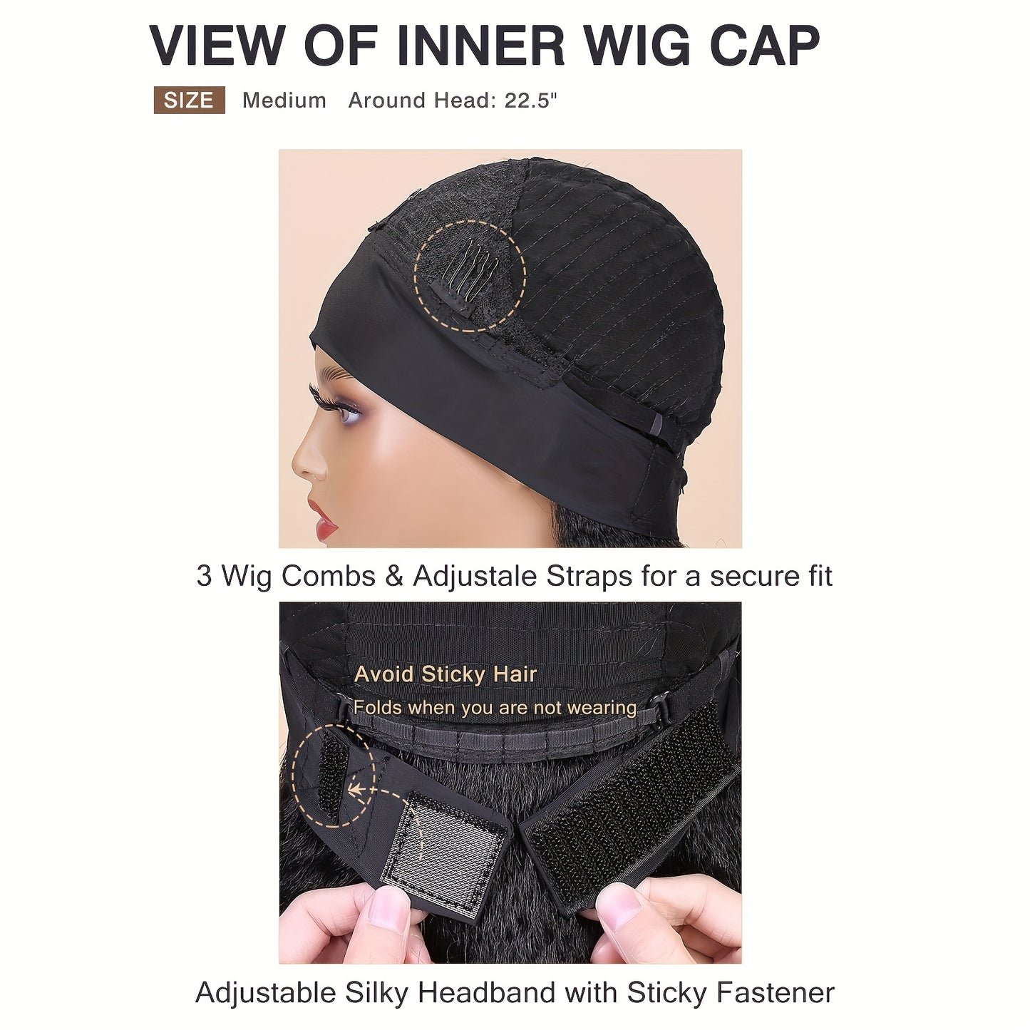 Kinky Straight Headband Wig For Women Yaki Straight Wigs With Black Headband Kinky Afro Wigs For Women