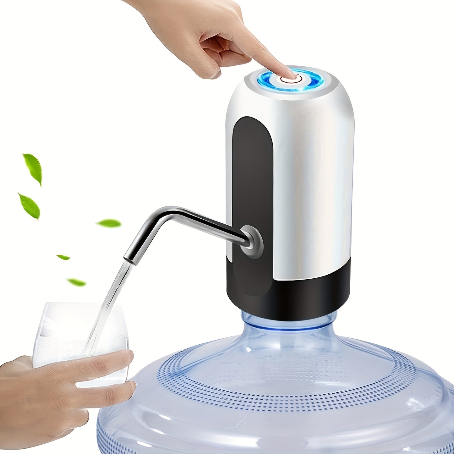 [Sanhao Electric Pump] Sanhao 1pc Electric Water Jug Pump - USB Rechargeable Automatic Drinking Water Dispenser for 3-5 Gallon Bottles - Portable Insert Mount with Built-in Lithium Battery for Camping, Sleek Design, Transpare