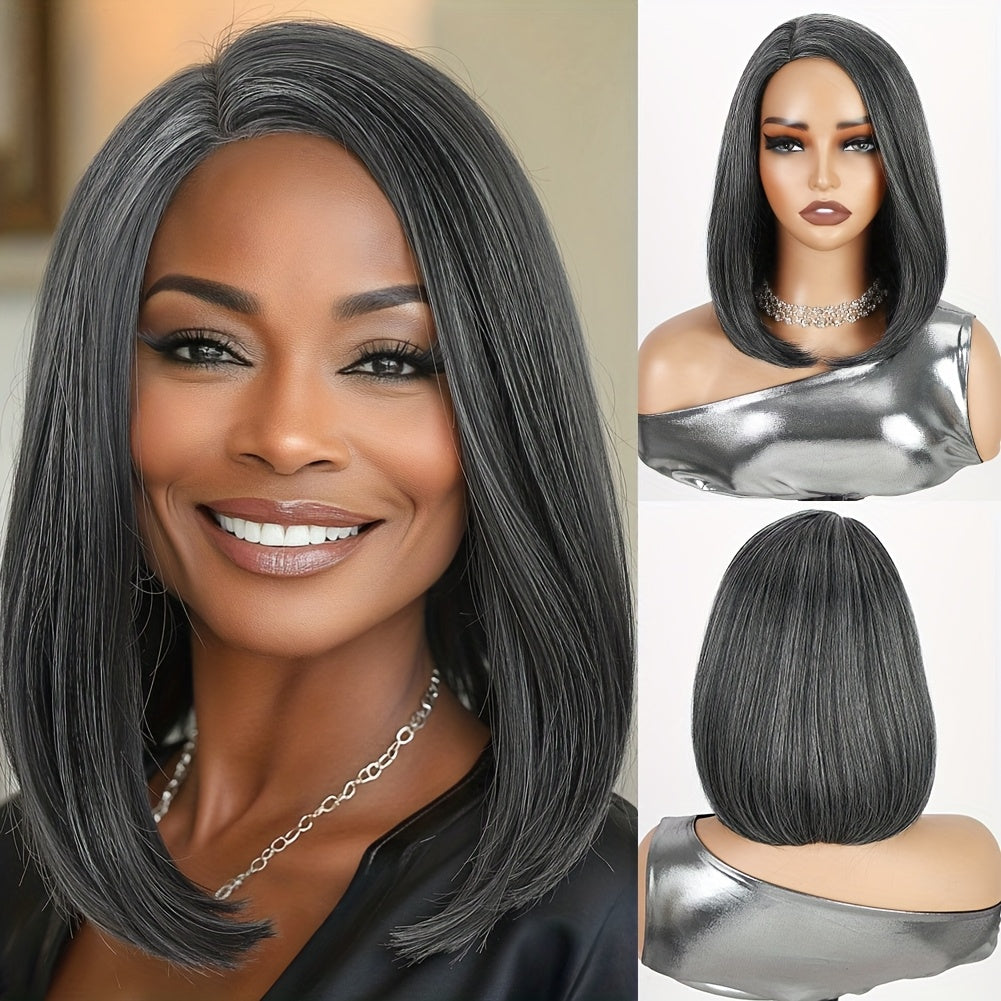 14-Inch Straight Synthetic Bob Wig with Ombre Effect - Black to Red, Heat-Resistant Fiber, Daily Cosplay & Party Style, High-Density Rose Net, Perfect for Women, Party Hair Accessory | Stylish Hairpiece | Heatresistant Fiber,