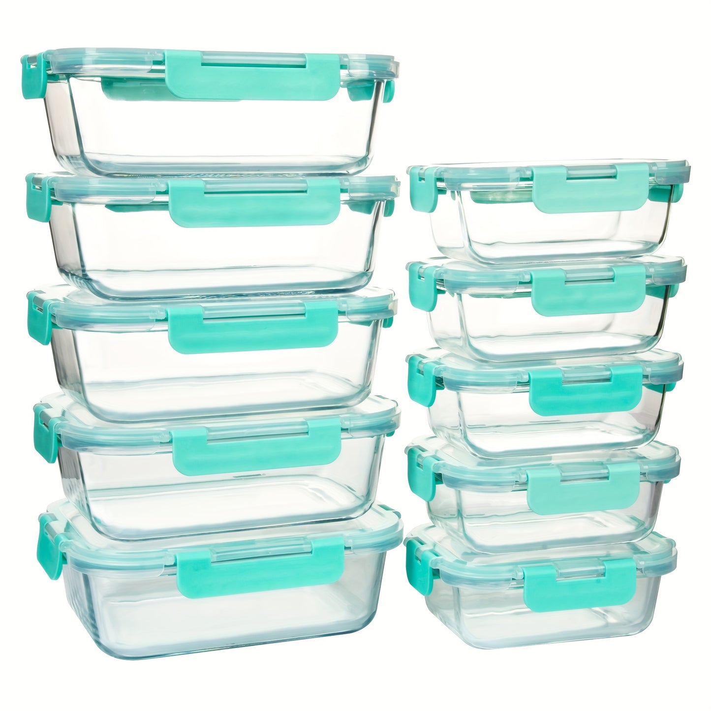 10-PACK Glass Meal Prep Containers Set, Food Storage Containers With Airtight Lids, Glass Lunch Boxes For Home Kitchen Office Lunch