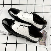 Men's Trendy Color Bock Wingtip Oxford Shoes, Comfy Non Slip Durable Lace Up Elegant Formal Shoes, Men's Footwear