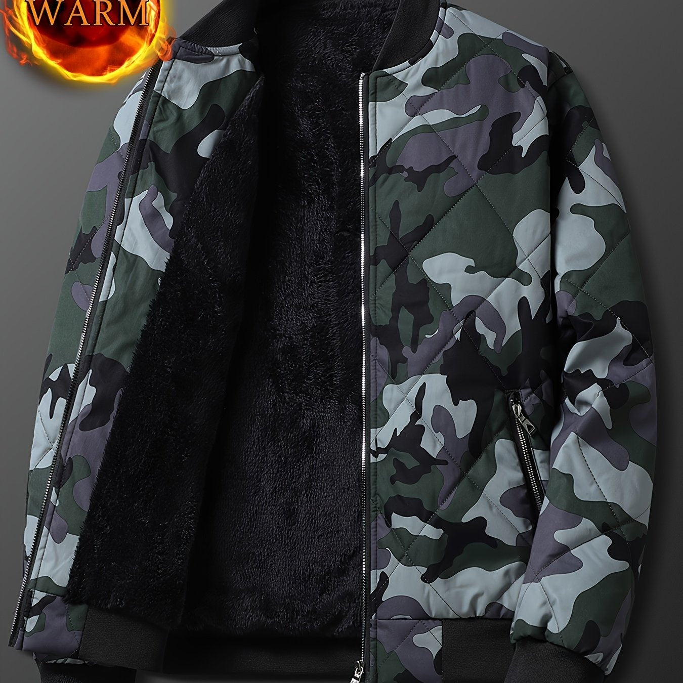 Men's Regular Fit Solid Color Sherpa Lined Varsity Jacket, Casual Fleece Lined Baseball Jacket Coat for Winter Autumn