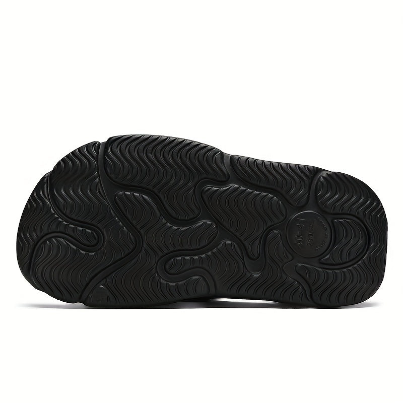 Men's Trendy Street Style Open Toe Breathable Chunky Slippers, Comfy Non Slip Durable Soft Sole EVA Slides, Men's Footwear