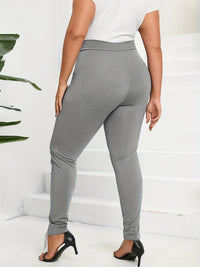 [Solid Color Cropped Leggings] High-Waist Leggings - Sexy Cross-Strap, Stretch Polyester Blend, Eyelet Detail, Solid Color Cropped Pants for Women - Perfect for Fall/Spring